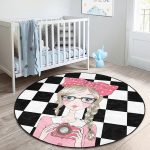 - RealHomes Dijital Baskılı Kaymaz Tabanlı Comfort Çocuk Odası Yuvarlak Halı - Realhomes  Dama Zeminli Fotoğraf Çeken Kız Tasarımlı Çocuk & Genç Odası Makinede Yıkanabilir Kaymaz Tabanlı Yuvarlak Çocuk Halısı Realhomes