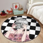 - RealHomes Dijital Baskılı Kaymaz Tabanlı Comfort Çocuk Odası Yuvarlak Halı - Realhomes  Dama Zeminli & Fotoğraf Çeken Kız Tasarımlı Çocuk & Genç Odası Makinede Yıkanabilir Kaymaz Tabanlı Yuvarlak Çocuk Halısı Realhomes