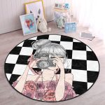 - RealHomes Dijital Baskılı Kaymaz Tabanlı Comfort Çocuk Odası Yuvarlak Halı - Realhomes  Dama Zeminli & Fotoğraf Çeken Kız Tasarımlı Çocuk & Genç Odası Makinede Yıkanabilir Kaymaz Tabanlı Yuvarlak Çocuk Halısı Realhomes