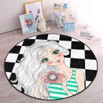 - RealHomes Dijital Baskılı Kaymaz Tabanlı Comfort Çocuk Odası Yuvarlak Halı - Realhomes  Dama Zeminli Fotoğraf Çeken Kız Tasarımlı Çocuk & Genç Odası Makinede Yıkanabilir Kaymaz Tabanlı Yuvarlak Çocuk Halısı Realhomes