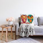 Baykuş Desenli Dijital Baskılı Dekoratif Modern Raşel Kadife Yastık Kırlent Kılıfı Realhomes