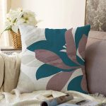 - Sonil-K10007-Gorsel - Realhomes Özel Tasarım Yaprak Motifli Dijital Baskılı Dekoratif Raşel Kadife Yastık Kırlent Kılıfı Realhomes
