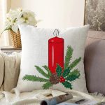 - Sonil-K10027-Gorsel - Realhomes  Kırmızı Mum Tasarımlı Dijital Baskılı Modern Raşel Kadife Yastık Kırlent Kılıfı Realhomes