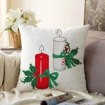 - Sonil-K10028-Gorsel - Realhomes Beyaz & Kırmızı Kurdeleli Mum Motifli Dijital Baskılı Dekoratif Raşel Kadife Yastık Kırlent Kılıfı Realhomes