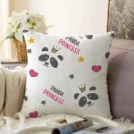 Realhomes Panda Princess Tasarımlı Dijital Baskılı Modern Raşel Kadife Yastık Kırlent Kılıfı Realhomes