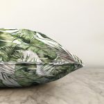 Yeşil Tropik Yapraklar Tasarımlı Dijital Baskılı Dekoratif Raşel Kadife Yastık Kırlent Kılıfı Realhomes