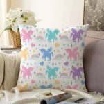 - Basic CMYK - Realhomes Realhomes Renkli Unicorn At Tasarımlı Dijital Baskılı Modern Şönil Yastık Kırlent Kılıfı Realhomes