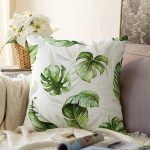 - Sonil-K10040-Gorsel - Realhomes Yeşil Tropik Yapraklar Tasarımlı Dijital Baskılı Modern Raşel Kadife Yastık Kırlent Kılıfı Realhomes