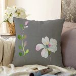 - Sonil-K10046-Gorsel - Realhomes  Gri Zeminli Çiçek Tasarımlı Dijital Baskılı Modern Raşel Kadife Yastık Kırlent Kılıfı Realhomes