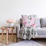 Realhomes Balonlu Unicorn Motifli Özel Tasarım Dijital Baskılı Modern Raşel Kadife Yastık Kırlent Kılıfı Realhomes