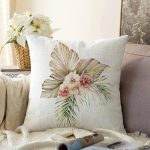 Egzotik Yaprak Tasarımlı Dijital Baskılı Dekoratif Raşel Kadife Yastık Kırlent Kılıfı Realhomes