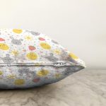 - Print - Realhomes Realhomes Çilek Motifli Tavşan Tasarımlı Dijital Baskılı Modern Şönil Yastık Kırlent Kılıfı Realhomes