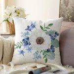 - Sonil-K10072-Gorsel - Realhomes  Beyaz Gül Tasarımlı Dijital Baskılı Modern Raşel Kadife Yastık Kırlent Kılıfı Realhomes