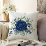 - Sonil-K10074-Gorsel - Realhomes  Pastel Mavi Gül Desenli Dijital Baskılı Modern Raşel Kadife Yastık Kırlent Kılıfı Realhomes