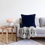 - Sonil-K10075-Gorsel-1 - Realhomes  Lacivert Zeminli Çiçek Çerçeveli Dijital Baskılı Dekoratif Raşel Kadife Yastık Kırlent Kılıfı Realhomes