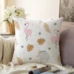 Realhomes Sevimli Flamingo ve Fil Desenli Özel Tasarım Dijital Baskılı Modern Şönil Yastık Kırlent Kılıfı Realhomes