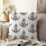 - Sonil-K10080-Gorsel - Realhomes Beyaz Zemin Çapa Motifli Dijital Baskılı Modern Şönil Yastık Kırlent Kılıfı Realhomes