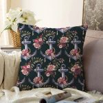 - Sonil-K10082-Gorsel - Realhomes  Siyah Zemin Çapa Motifli Dijital Baskılı Modern Raşel Kadife Yastık Kırlent Kılıfı Realhomes