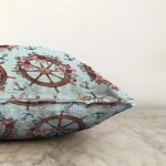 Mint Yeşili Zeminli Dümen Tasarımlı Dijital Baskılı Dekoratif Raşel Kadife Yastık Kırlent Kılıfı Realhomes