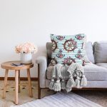 - Sonil-K10086-Gorsel-1 - Realhomes Mavi Çizgili Çapa & Dümen Motifli Dijital Baskılı Modern Raşel Kadife Yastık Kırlent Kılıfı Realhomes