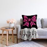 - Sonil-K10097-Gorsel-1 - Realhomes  Siyah Zemin Pembe Kurdele Tasarımlı Dijital Baskılı Dekoratif Raşel Kadife Yastık Kırlent Kılıfı Realhomes