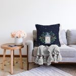 Lacivert Zeminli Özel Tasarımlı Dijital Baskılı Dekoratif Raşel Kadife Yastık Kırlent Kılıfı Realhomes