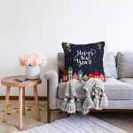 Happy New Year Tasarımlı Dijital Baskılı Dekoratif Raşel Kadife Yastık Kırlent Kılıfı Realhomes