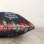 Happy New Year Tasarımlı Dijital Baskılı Dekoratif Raşel Kadife Yastık Kırlent Kılıfı Realhomes