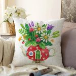 Şirin Çaydanlık Vazo Tasarımlı Dijital Baskılı Modern Raşel Kadife Yastık Kırlent Kılıfı Realhomes