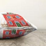 - Sonil-K10115-Gorsel-2 - Realhomes  Minyatür Kırmızı Ev Çizimli Dijital Baskılı Dekoratif Şönil Yastık Kırlent Kılıfı Realhomes