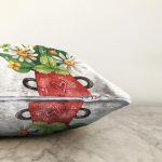 Pastel Renkli Çiçek Tasarımlı Dijital Baskılı Dekoratif Raşel Kadife Yastık Kırlent Kılıfı Realhomes