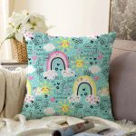 Realhomes Gökkuşağı Tasarımlı Dijital Baskılı Modern Raşel Kadife Yastık Kırlent Kılıfı Realhomes