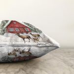 - Sonil-K10122-Gorsel-2 - Realhomes  Kış Temalı Geyik ve Bağ Evi Motifli Dijital Baskılı Modern Raşel Kadife Yastık Kırlent Kılıfı Realhomes