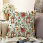 Şamdan Tasarımlı Yılbaşı Konseptli Dijital Baskılı Dekoratif Şönil Yastık Kırlent Kılıfı Realhomes