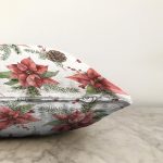 Kırmızı Gül & Kozalak Tasarımlı Dijital Baskılı Modern Raşel Kadife Yastık Kırlent Kılıfı Realhomes