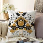 Çini Çizimli Guguklu Saat Motifli Dijital Baskılı Dekoratif Raşel Kadife Yastık Kırlent Kılıfı Realhomes
