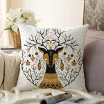 Sevimli Geyik Motifli Dijital Baskılı Modern Raşel Kadife Yastık Kırlent Kılıfı Realhomes