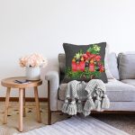 - Sonil-K10143-Gorsel-1 - Realhomes  Gri Zemin Çam Yapraklı Mum Tasarımlı Dijital Baskılı Dekoratif Raşel Kadife Yastık Kırlent Kılıfı Realhomes