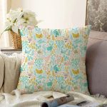 Bebek Desenli Tavuk Ve Tavşan Dijital Baskılı Özel Tasarım Modern Raşel Kadife Yastık Kırlent Kılıfı Realhomes