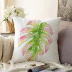 - Sonil-K10154-Gorsel - Realhomes Egzotik Yaprak Tasarımlı Dijital Baskılı Modern Şönil Yastık Kırlent Kılıfı Realhomes