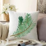 - Sonil-K10157-Gorsel - Realhomes Çam Yaprağı Çizimli Cristmas Temalı Dijital Baskılı Dekoratif Raşel Kadife Yastık Kırlent Kılıfı Realhomes