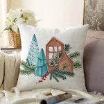Christmas Temalı Özel Tasarım Dijital Baskılı Modern Raşel Kadife Yastık Kırlent Kılıfı Realhomes