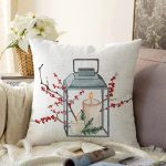 Şamdan Motifli Özel Tasarım Dijital Baskılı Dekoratif Raşel Kadife Yastık Kırlent Kılıfı Realhomes