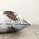 Kurdeleli Kozalak Motifli Dijital Baskılı Dekoratif Raşel Kadife Yastık Kırlent Kılıfı Realhomes