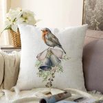 Çan & Kuş Motifli Dijital Baskılı Modern Raşel Kadife Yastık Kırlent Kılıfı Realhomes