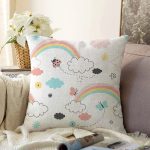 - seamless pattern - Realhomes  Realhomes Gökkuşağı ve Kelebek Motifli Özel Tasarım Dijital Baskılı Modern Raşel Kadife Yastık Kırlent Kılıfı Realhomes