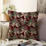 - Sonil-K10180-Gorsel - Realhomes Kahve Zemin Kozalak Tasarımlı Dijital Baskılı Dekoratif Raşel Kadife Yastık Kırlent Kılıfı Realhomes