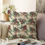 Özel Tasarım Kozalak Tasarımlı Dijital Baskılı Modern Raşel Kadife Yastık Kırlent Kılıfı Realhomes