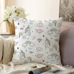 Realhomes Unicorn At Tasarımlı Dijital Baskılı Modern Raşel Kadife Yastık Kırlent Kılıfı Realhomes