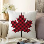 Ekose Yaprak Tasarımlı Dijital Baskılı Modern Raşel Kadife Yastık Kırlent Kılıfı Realhomes